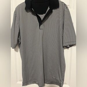Greg Norman Collection Navy and White Striped Polo Shirt Size XL